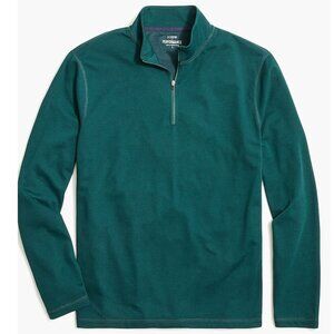 J. Crew Factory Mens Performance waffle half-zip, Large, Old Forest Green, EUC
